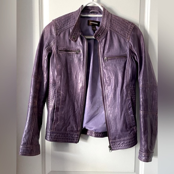 Danier Purple Leather Jacket - Picture 1 of 7